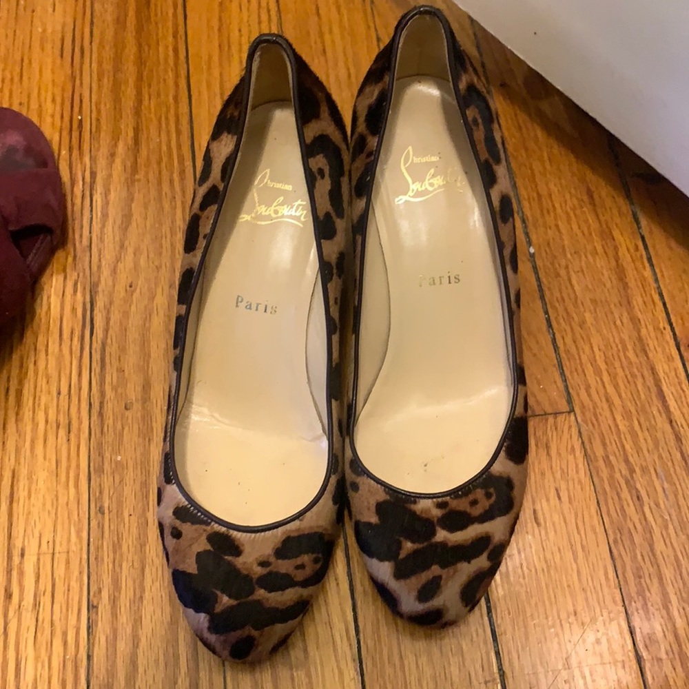 Christian Louboutin cheeta wedged heels